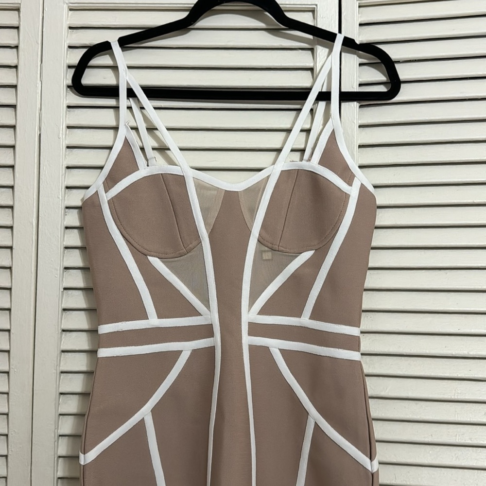 Dress tan and white